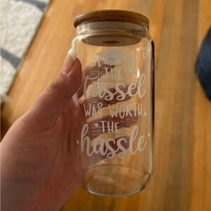 Glass Jar with Wooden Lid and Graduation Quote